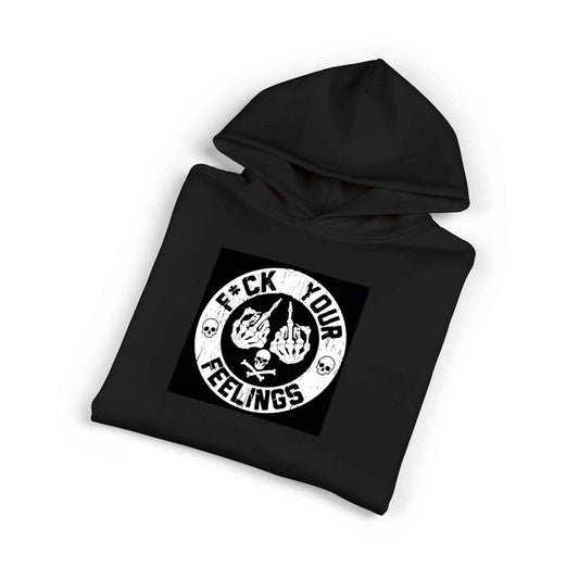 F*ck Your Feelings Hoodie - Edgy Black Pullover with Middle Finger Graphic